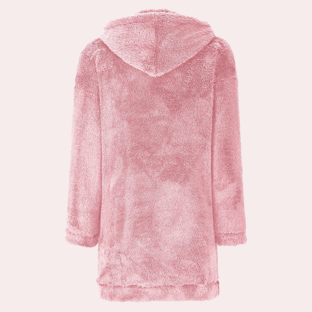 Khakifärgad dam hoodie jacka i fleece, med dragkedja. Bekvämt och varmt ytterplagg för höst- och vinterbruk.