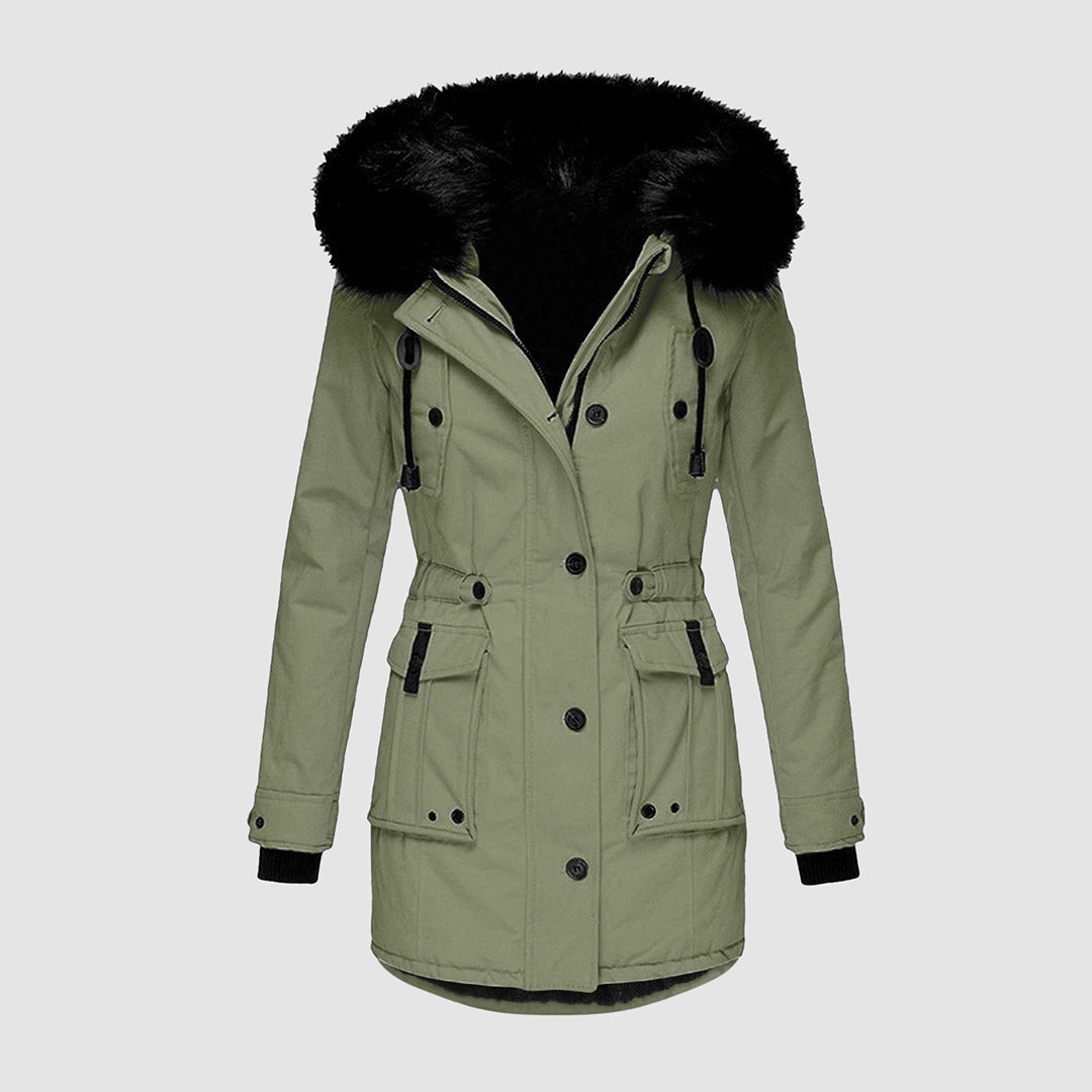 Färgrik damvinterjacka, en varm och mysig parka som skyddar mot kyla. Perfekt som stilrent ytterplagg i vinter.
