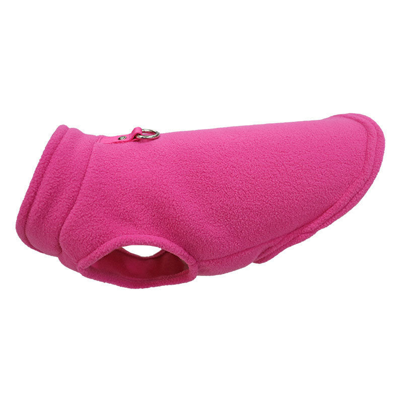 Höst- och vinterfleecejacka för husdjur, håller hunden varm och bekväm i kylan. Mjukt material.