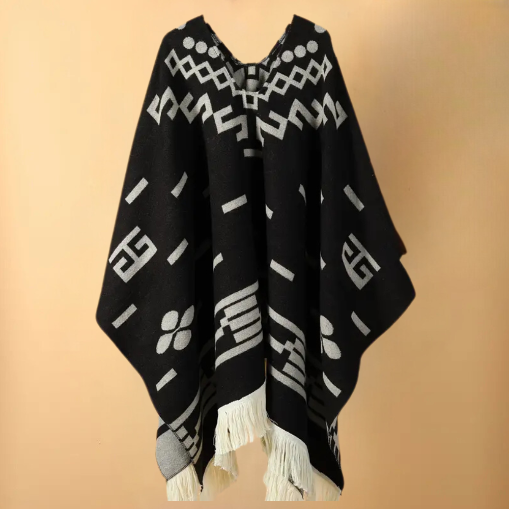 Varm och stilren herrponcho, perfekt ytterplagg för hösten och vintern. Bekväm en-storlek för kalla dagar.
