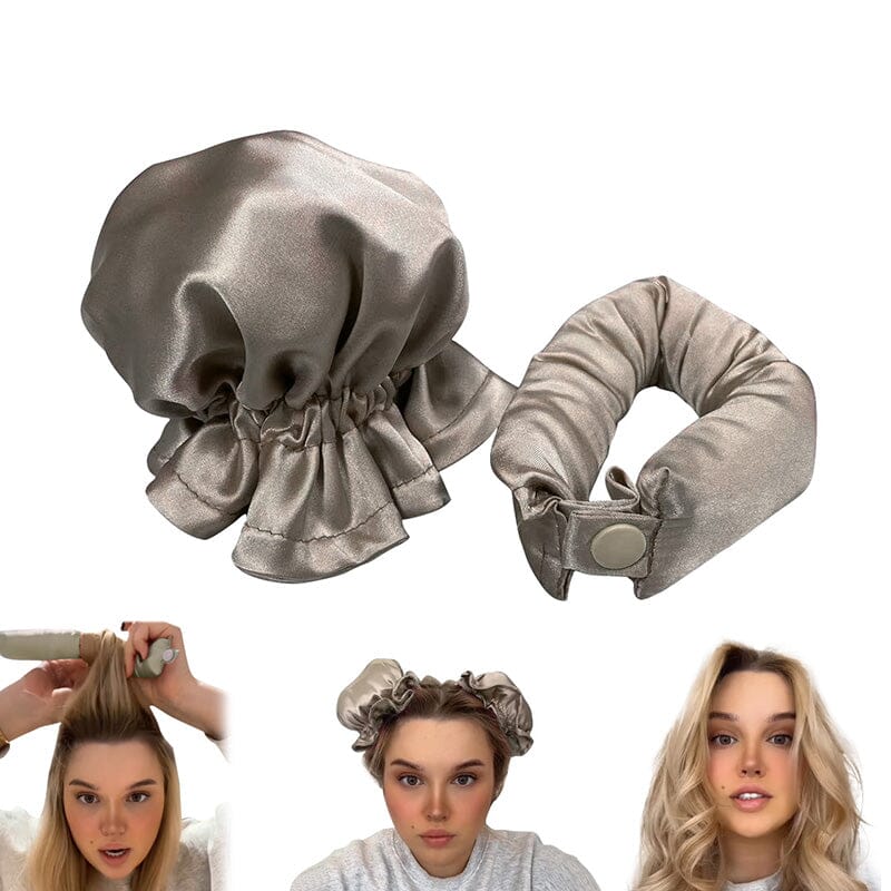 En person som sover med värmefri curlinghatt, illustrerar bekväm styling över natten.