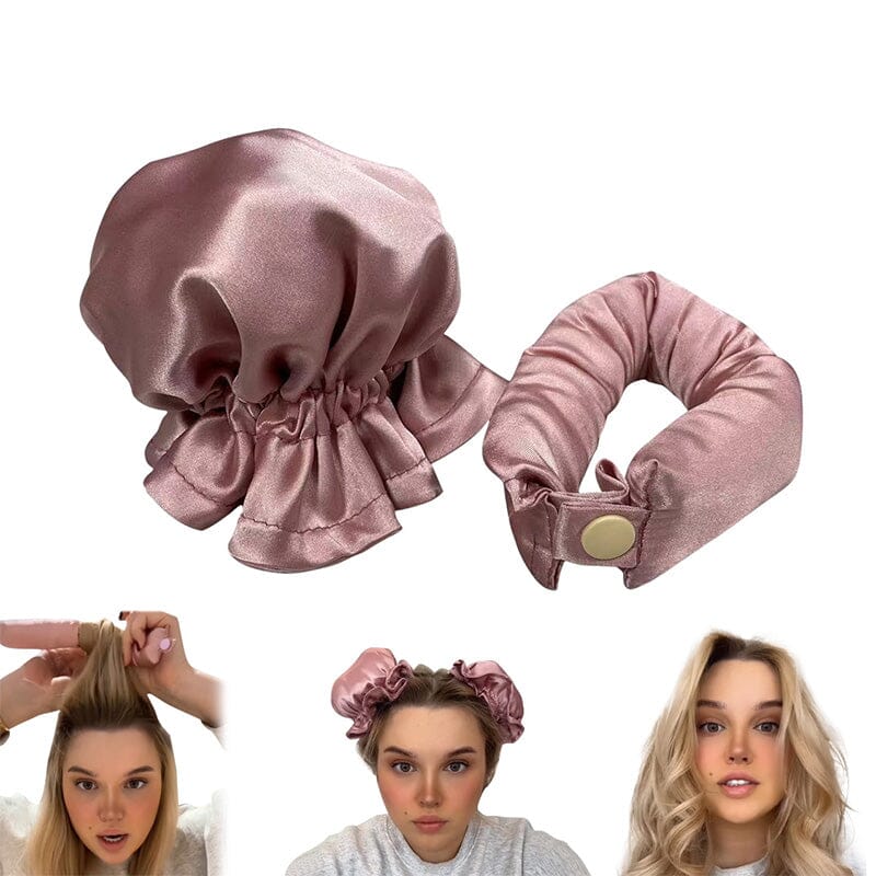 Värmefri curlinghatt i grått satintyg, skonsam hårstyling utan värme för enkel och bekväm lockbildning.
