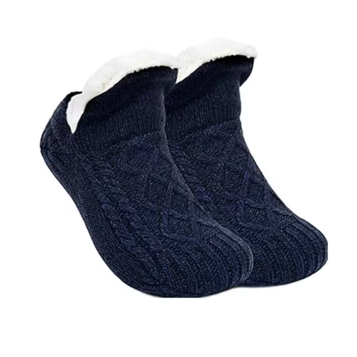 Marina blå varmfodrade halksockor med halkskydd