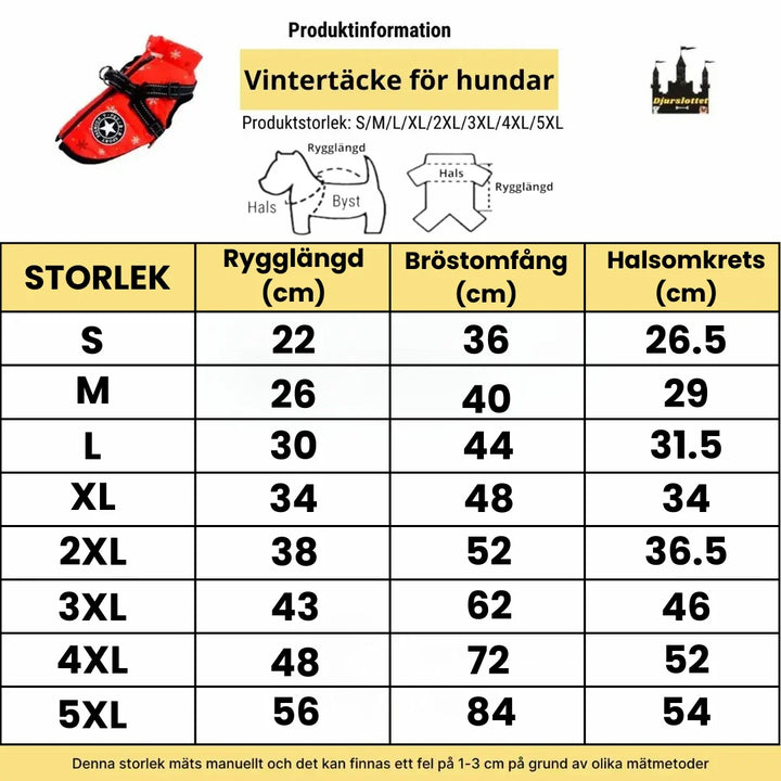 Bekvämt värmetäcke för hundar, håller din bästa vän varm i snö och blåst. Idealisk för alla raser.