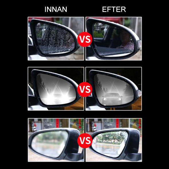 Vattenavvisande spegelfilm för bil, klar film på spegel reducerar vatten och förbättrar sikt på regniga dagar.