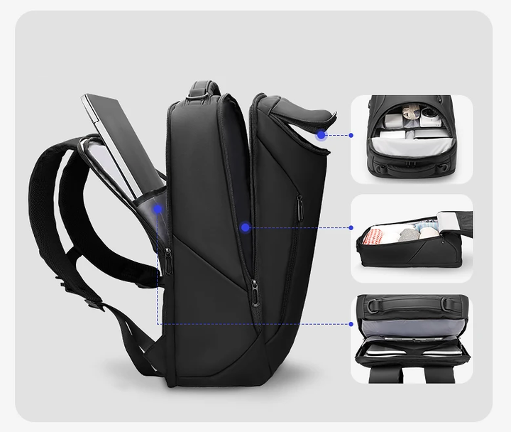 Professionell multifunktionell ryggsäck, vattentålig och designad för affärer med smart förvaring.