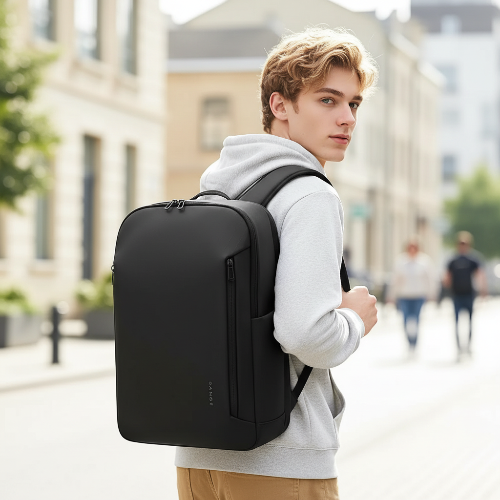 Vattentålig affärsryggsäck för laptop & pendling. Modern, slitstark unisex design, perfekt för resor.