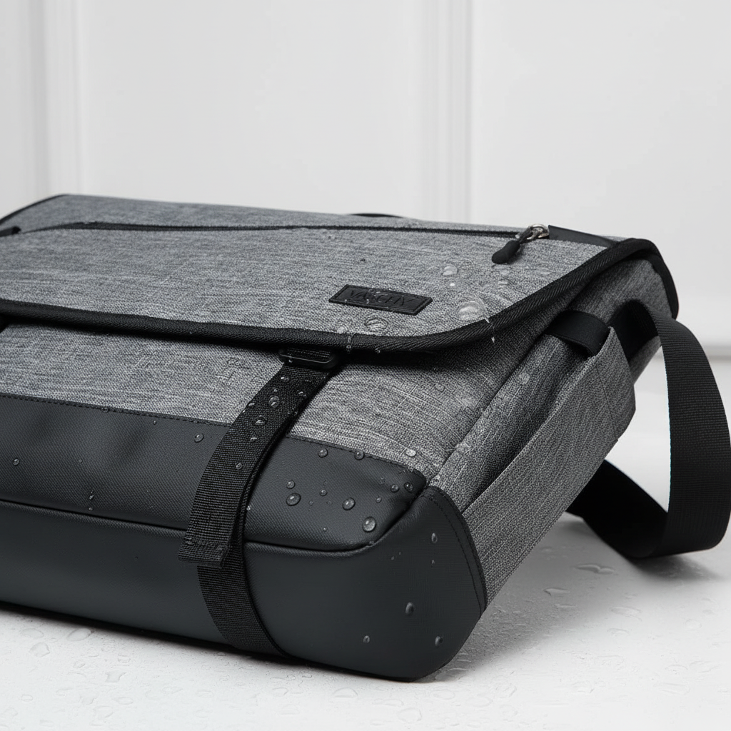Skyddande unisex laptopväska i grå design, vattentät för dagligt bruk. Idealisk som arbetsväska eller skolväska.