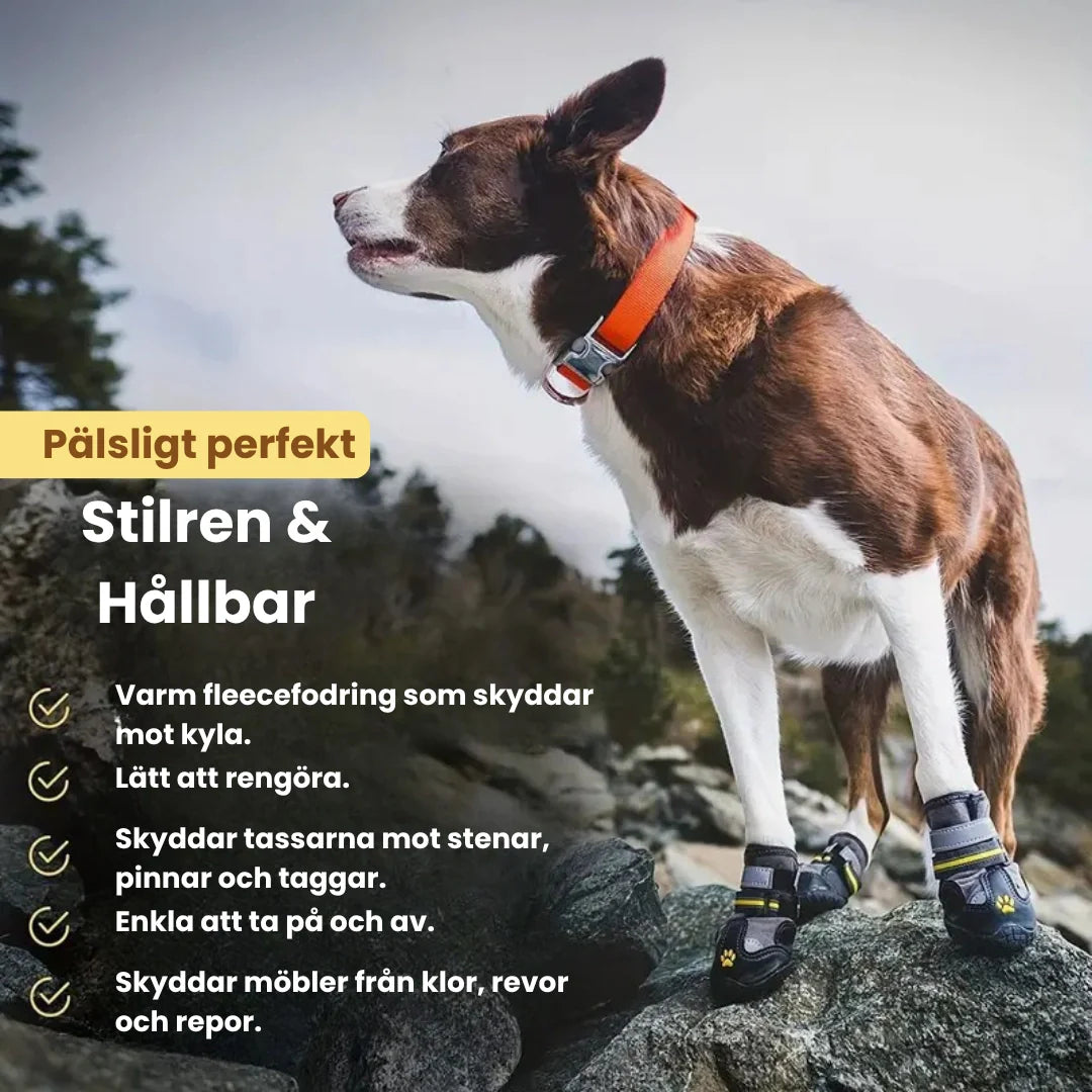 Bekväma reflekterande hundskor med justerbara remmar för säker passform.
