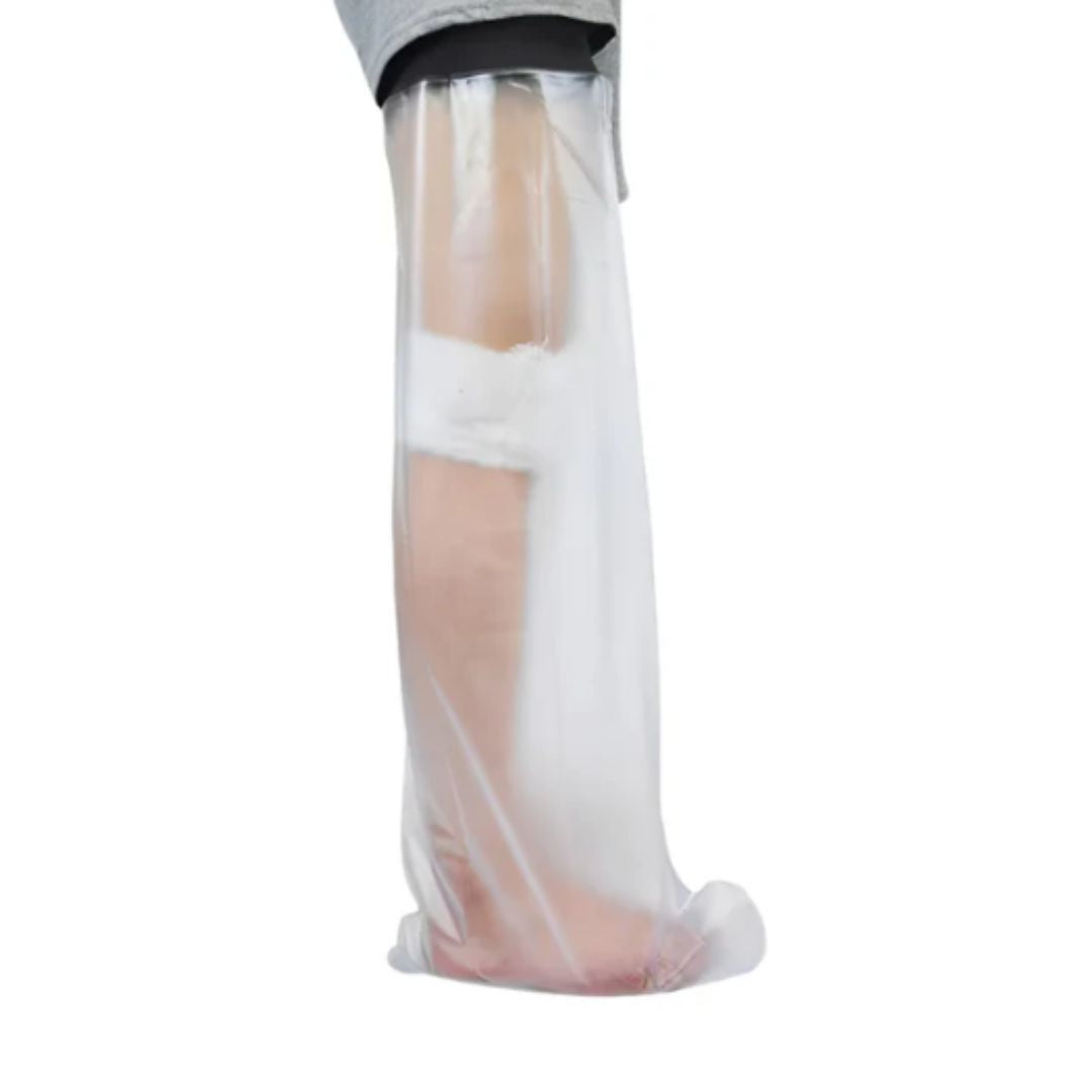 Vattentätt duschskydd för gips på fot. Skyddar bandage vid dusch, återanvändbart & latexfri.