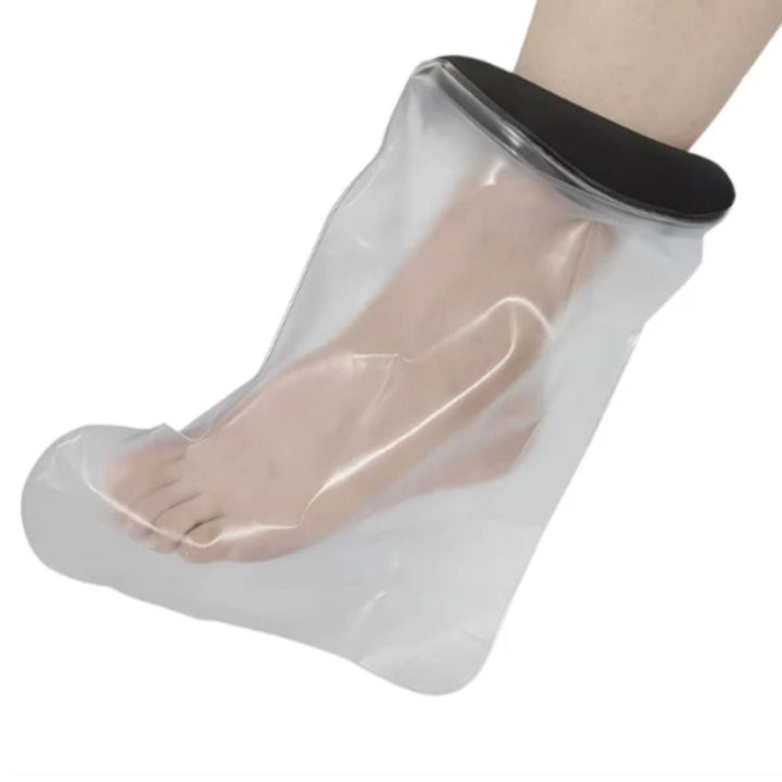 Vattentätt gipsskydd för knä och smalben. Effektivt badskydd som skyddar sår och bandage.