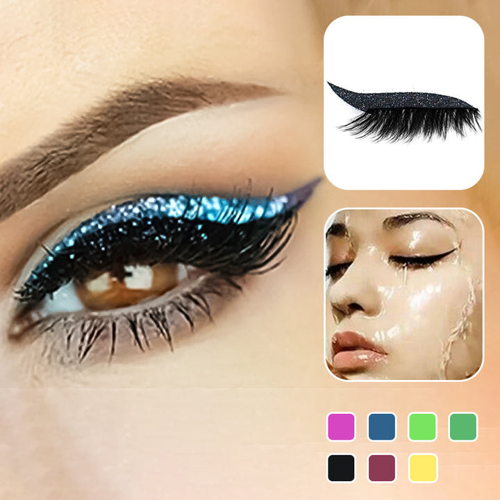 "Vattentät återanvändbar eyeliner och fransdekal för kvinnor i olika färger med enkel applicering och elegant design."