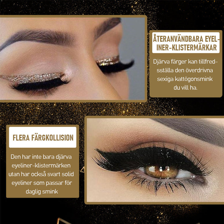 "Vattentät återanvändbar eyeliner och fransdekal för kvinnor i olika färger med enkel applicering och elegant design."