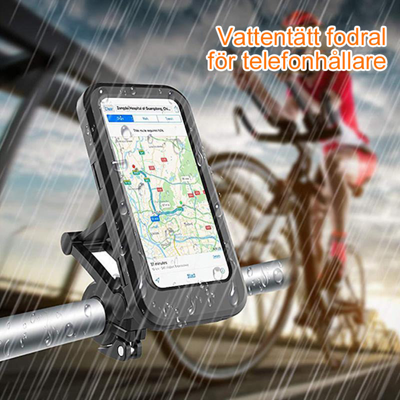 "Vattentät cykelväska för mobil 6,5 tum, säker montering, reptåligt silikon, 360° justerbart fäste, svart och hållbart."