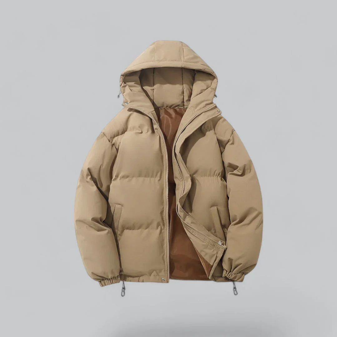 Beige vattentät vinterparkas för herrar
