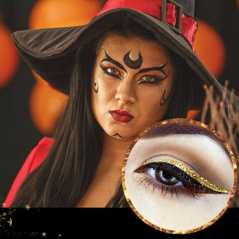 "Vattentäta, återanvändbara eyeliner- och ögonfransdekaler i olika färger, elegant design för kreativ makeup."