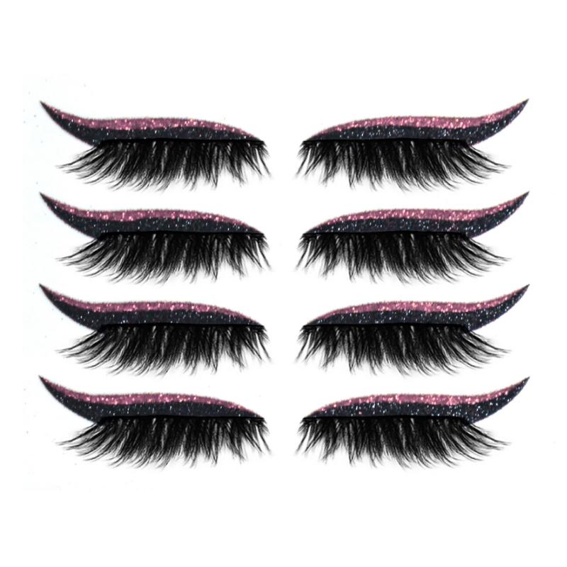 "Vattentäta, återanvändbara eyeliner- och ögonfransdekaler i olika färger, elegant design för kreativ makeup."