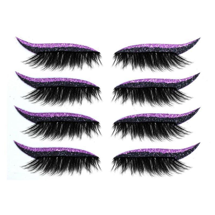 "Vattentäta, återanvändbara eyeliner- och ögonfransdekaler i olika färger, elegant design för kreativ makeup."