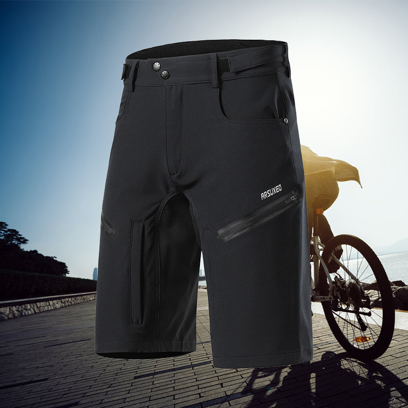 Vattentäta cykelshorts för herrar med justerbar midja, reflexdetaljer och fickor, armégrön färg