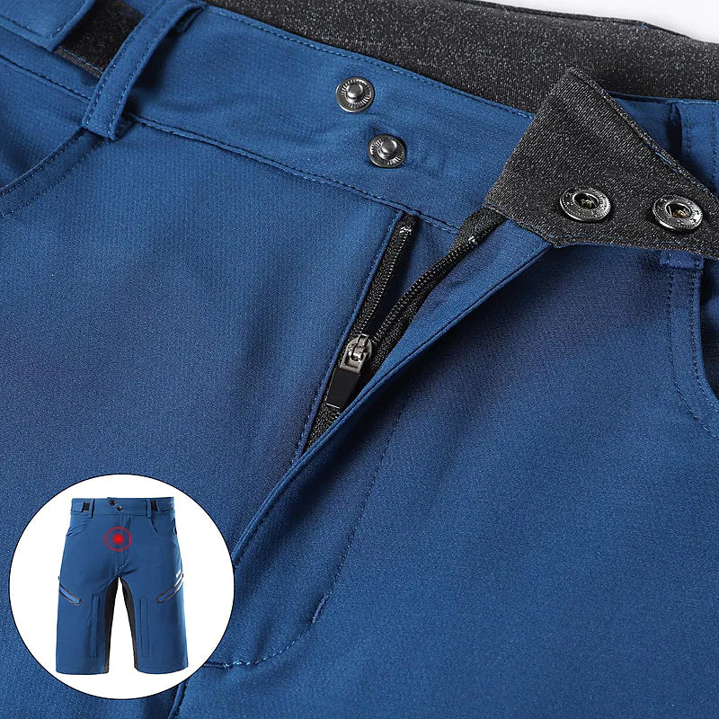 Vattentäta cykelshorts för herrar med justerbar midja, reflexdetaljer och fickor, grå färg