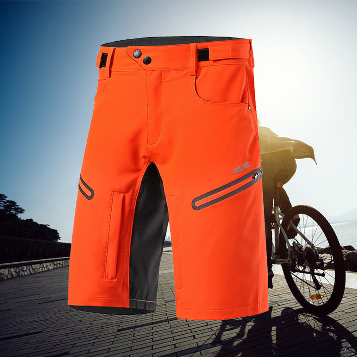 Vattentäta cykelshorts för herrar med justerbar midja, reflexdetaljer och fickor, marinblå färg