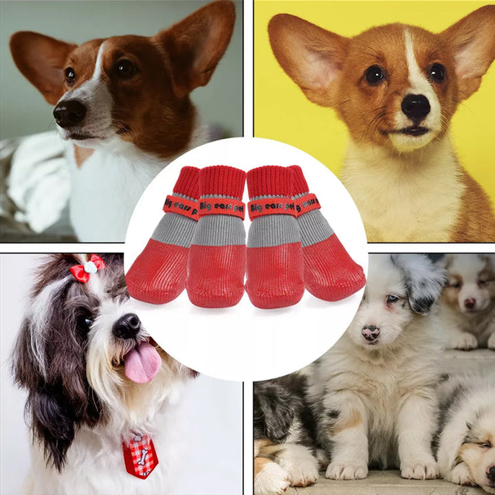 "Vattentäta hundskor med halkfri sula, slitstarkt material. Perfekta för säkra utomhusäventyr i alla väder."