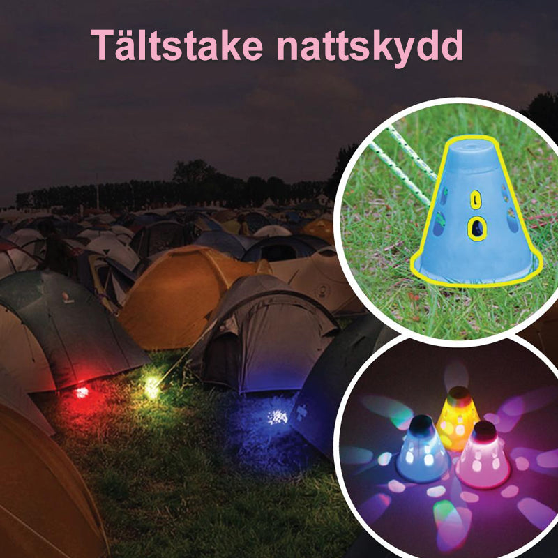 Vattentäta LED-lampor för tältpinnar, färgskiftande, kompakta, för nattbelysning utomhus.