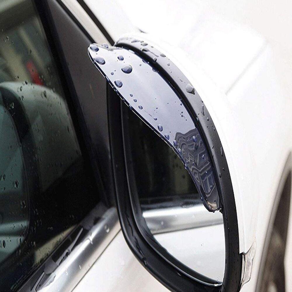 "Vattentätt regnskydd för bilbackspeglar i svart och vit PVC, 2-pack, enkel installation, skyddar mot regn och bländning."