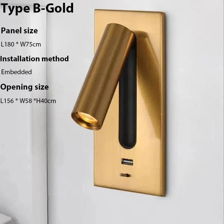 Väggbelysning med strömbrytare och USB-uttag för optimal funktion