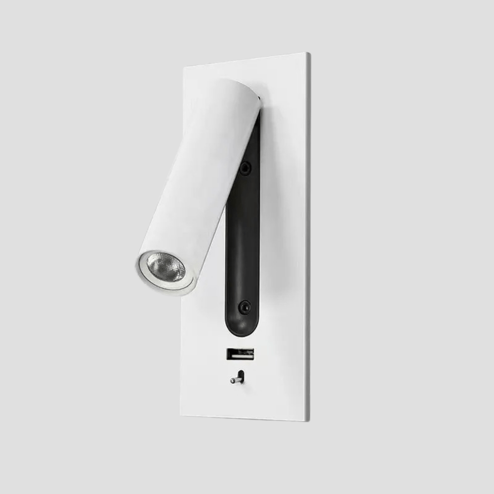 Minimalistisk belysning för sänggavel med smart USB-anslutning