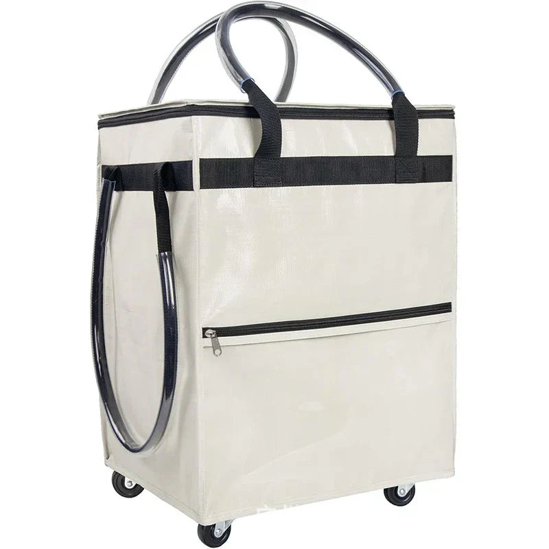 Mångsidig vikbar shoppingkasse med hjul. Stor kapacitet för transport av mat och andra varor, unisex.