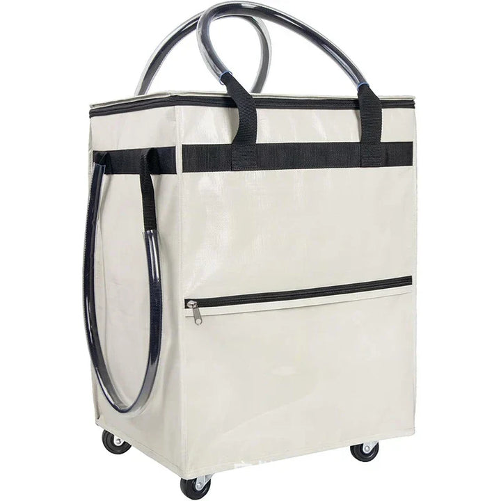 Mångsidig vikbar shoppingkasse med hjul. Stor kapacitet för transport av mat och andra varor, unisex.