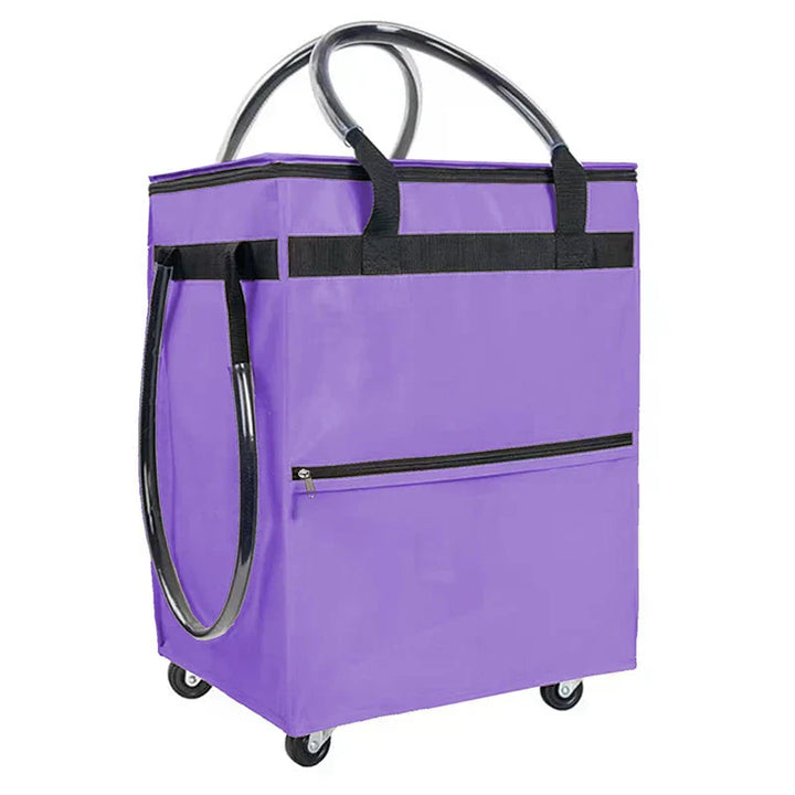 Robust unisex rullväska, vikbar matkasse med hjul. Designad för effektiv och bekväm shopping.