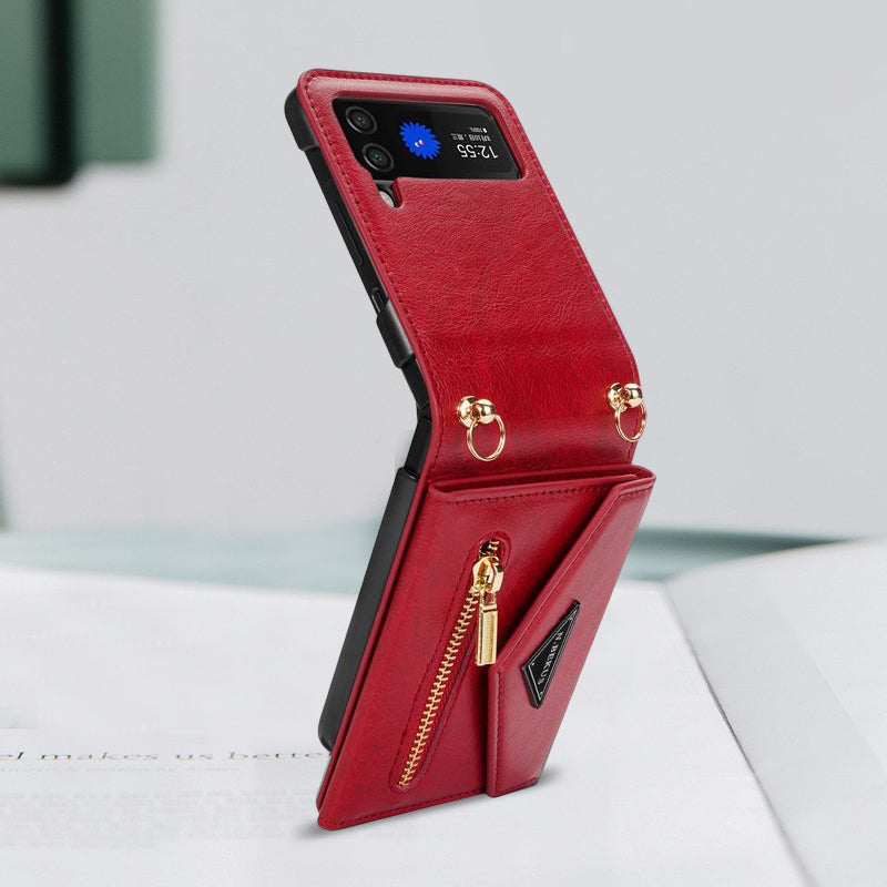 Ett lila vikbart Samsung-fodral för FLIP4/FLIP3.