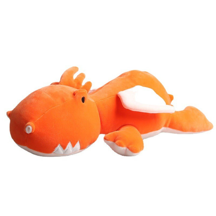 Orange vingad dinosaurie mjukisdjur med vita detaljer