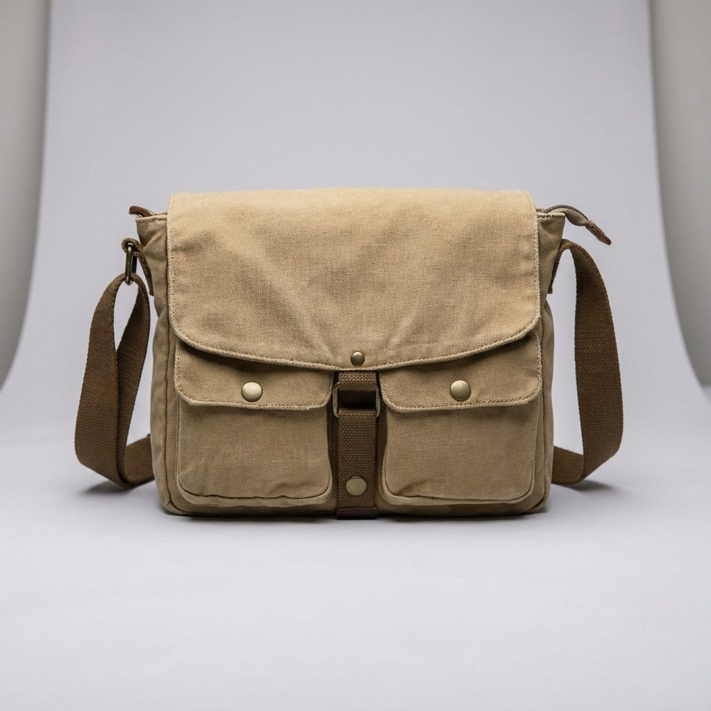 Kompakt vardagsväska, vintage kanvas messengerbag. Smidig unisex crossbodyväska för nödvändigheter.