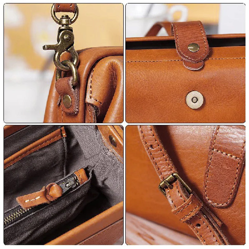 "Vintage Mini Crossbody-väska för damer med retro stil, mässingdetaljer, perfekt för daglig användning. Flera färgval."