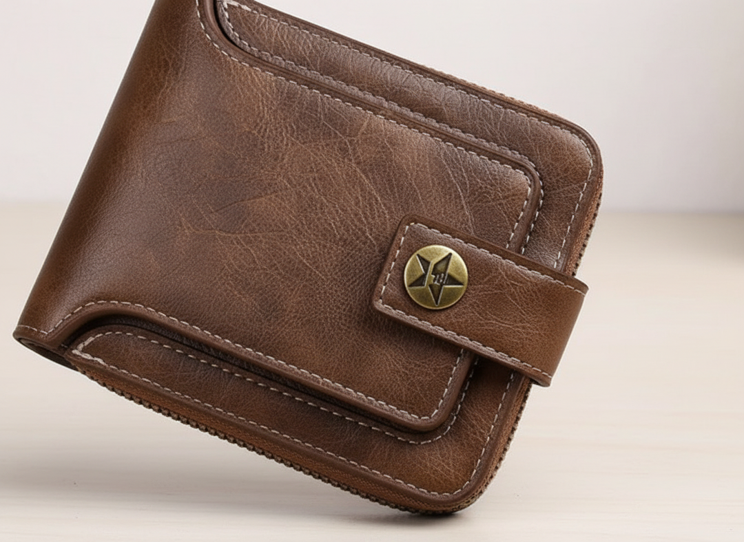 Elegant vintage PU-läder plånbok, en tidlös unisex accessoar och idealisk gåva.