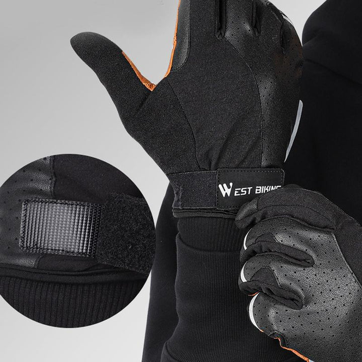 "Vinterhandskar för cykel, herr, vattenavvisande, svart polyester med fleecefoder, reflexband och pekskärmtips"