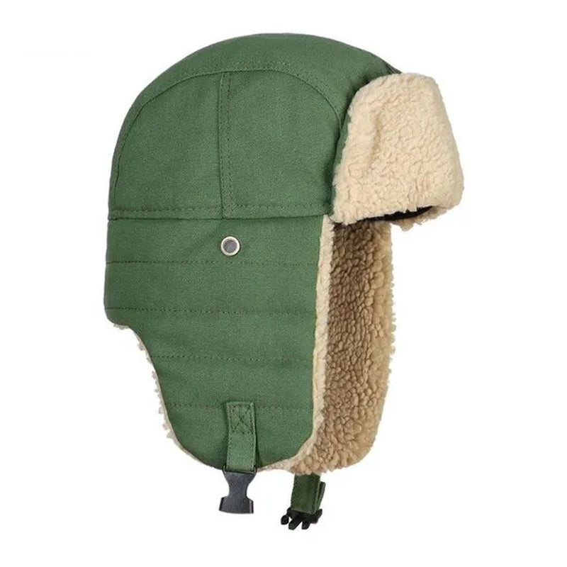Vintermössa i fleece med öronvärmare för herr och dam, varm och trendig, finns i brun, grön, marinblå och svart.