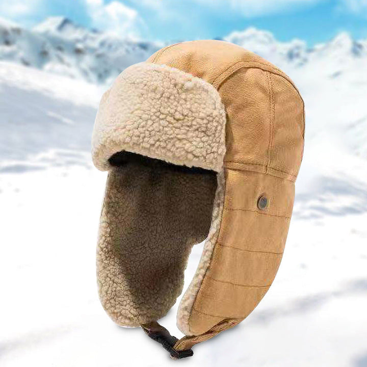 Vintermössa i fleece med öronvärmare för herr och dam, varm och trendig, finns i brun, grön, marinblå och svart.