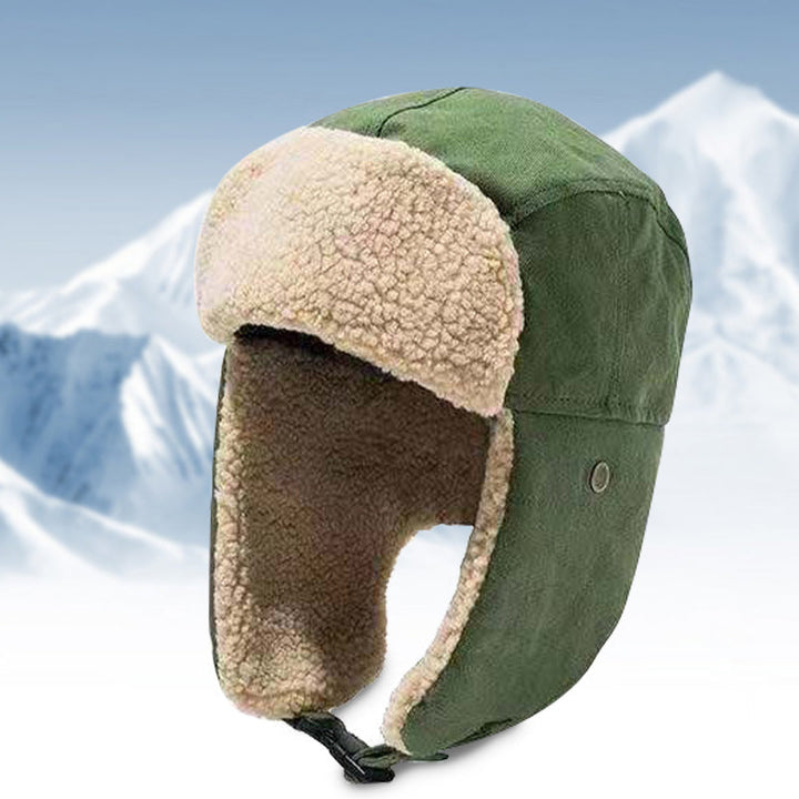 Vintermössa i fleece med öronvärmare för herr och dam, varm och trendig, finns i brun, grön, marinblå och svart.