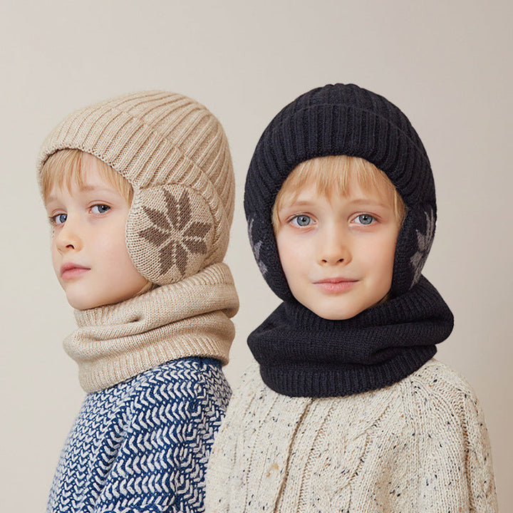 "Vinterscarfset för barn i mjuk fleece, mörkgrå färg, idealisk för 4-10 år, komfort och värme för vinterdagar"