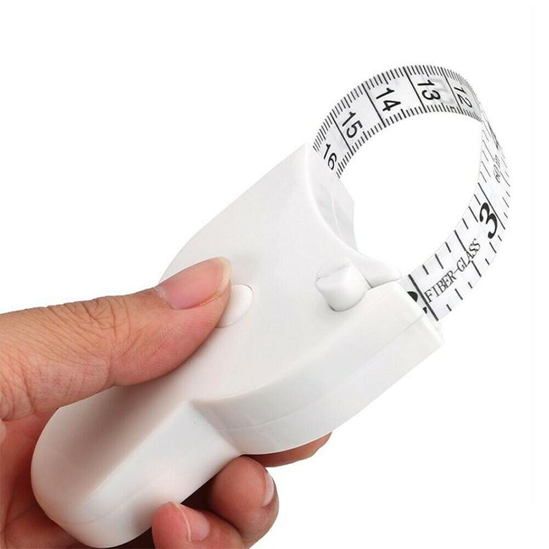 "Vit automatiskt rullband för kropps- och omkretsmätning, ergonomisk design för exakt midja och kroppsdelmätning."