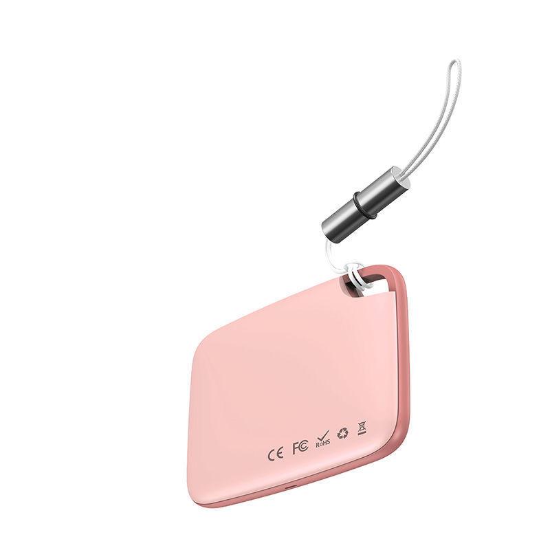 Smart Bluetooth-spårare i vit färg, kompakt och bärbar, idealisk för nycklar, husdjur och fordon.