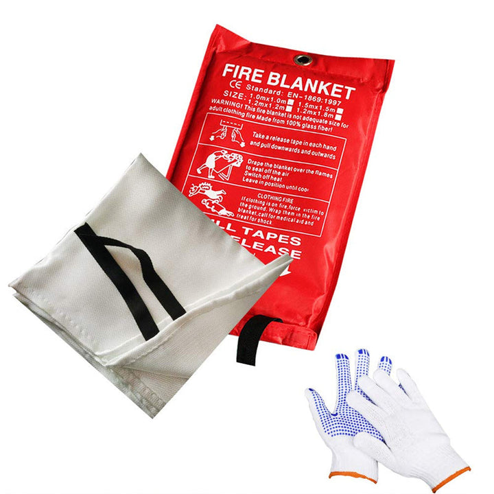 Vit brandfilt av glasfiber, 1x1 m, för värmeskydd. Robust, återanvändbar säkerhetsprodukt för hushållsbruk.