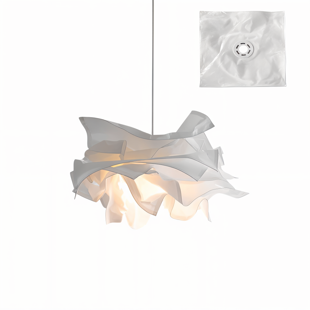 Handgjord look på vit papperslampa, en konstnärlig DIY pendellampa för personlig inredning.