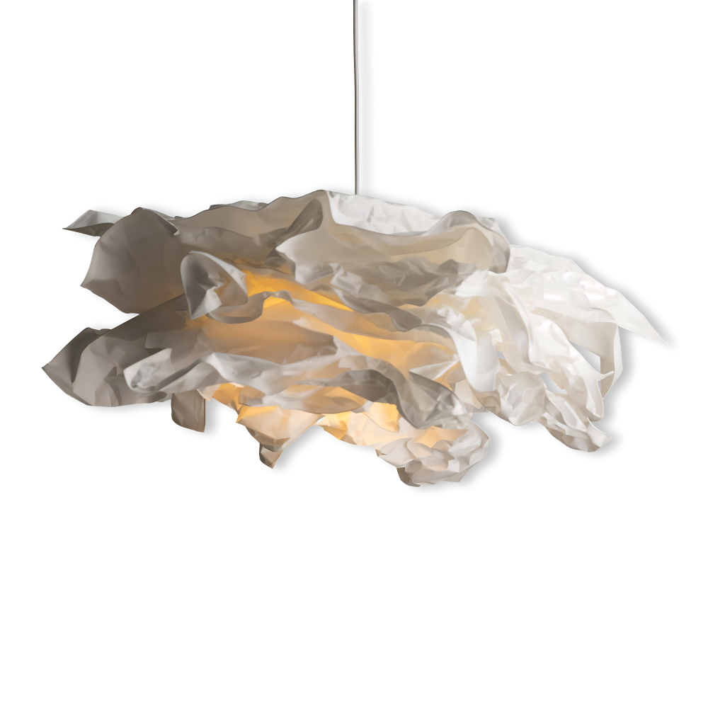 OriCloud vit DIY papperslampa, unik pendellampa och taklampa för modern heminredning.
