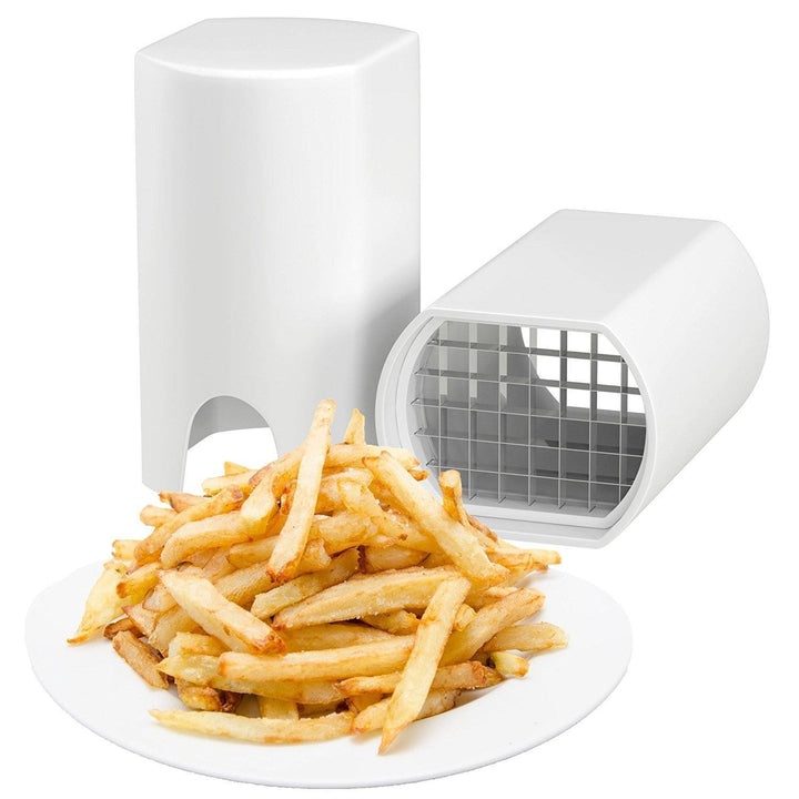 "Vit potatisrivare i ABS-material för enkel och snabb matberedning. Perfekt för att göra pommes frites och potatisvåfflor."