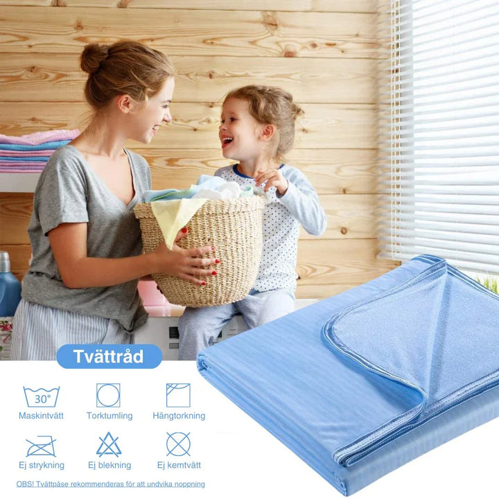 Allergivänligt och andningsbart kyltäcke för hela familjen. Fuktavvisande effekt ger optimal svalka.